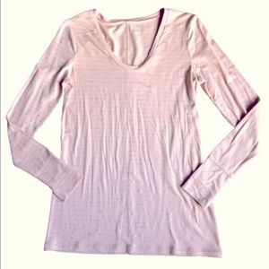 NEW ANA Top Long Sleeve Shirt Pink Silver Stripes XS Women’s NWOT